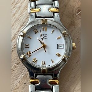 ESQ by Movado Ladies Watch White Dial Date Window Two-Tone Bracelet